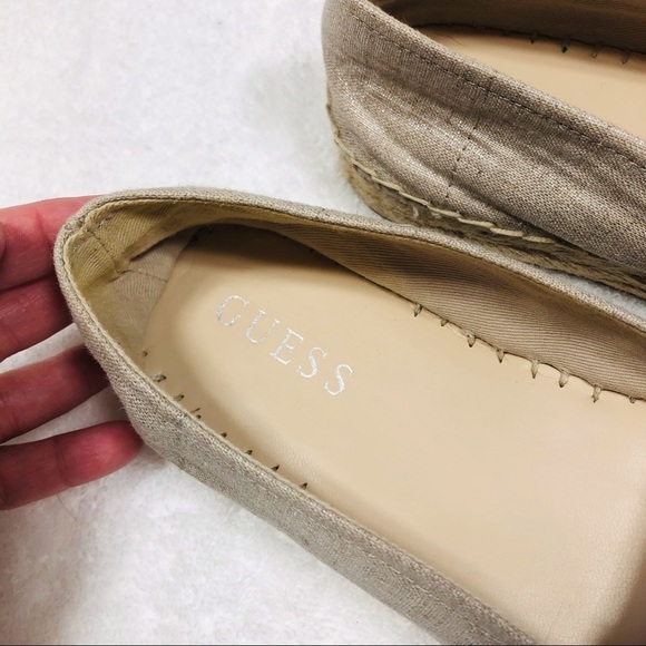 Guess 🔥SALE🔥 tan JAALI espadrilles with glitter cap toe Sz8.5 - Picture 5 of 9